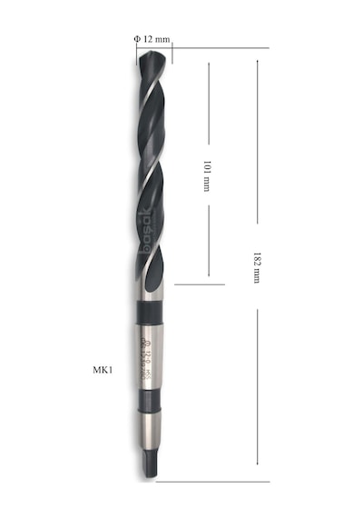 Mte 12 Mm Mors Konik Saplı Matkap Ucu Hss Dın 345