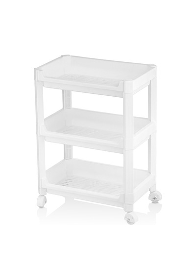 3 Katlı Tekerlekli Sepet Organizer Raf - 352x220x480 Mm Sarı