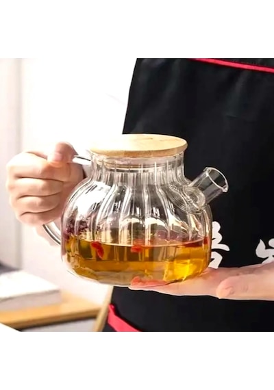 Borosilikat Cam Çaydanlık, 1000 Ml, Isıya Dayanıklı, Modern Tasarım, Şeffaf 1