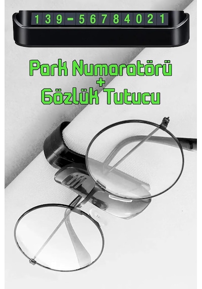 2li Set Araç Park Telefon Numaratörü Güneşlik Kartlıklı Gözlük Tutucu Aparatı Parkmatik Aç Kapa 2 Mixed