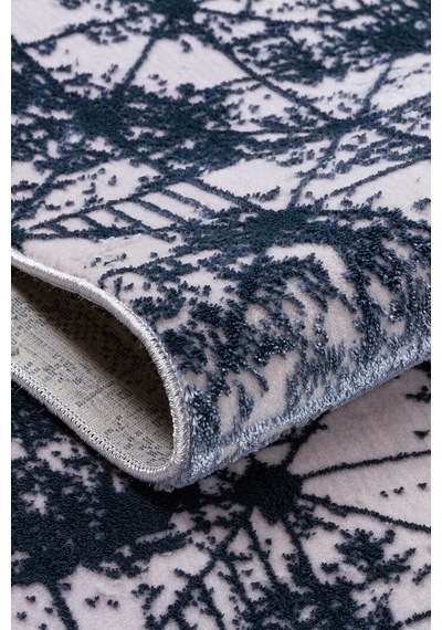 Parlak Saten Dokulu Poem Bambu Tuşe Modern Trend Halı Pm06 Mavi