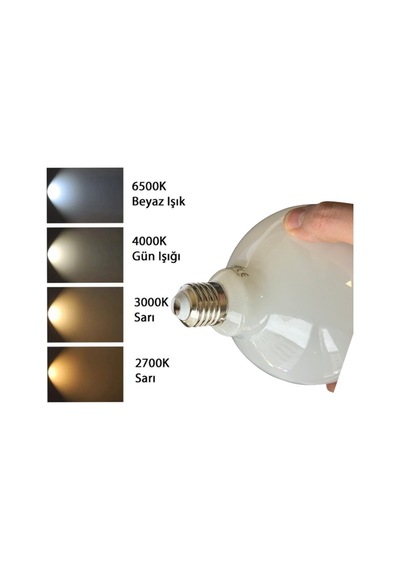 4 Adet Heka 9w 67w 3000k Sarı Işık E27 Duylu Kalın Duy Led Glop G125 Ampul Heka