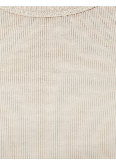 Koton Basic Tişört Slim Fit Ribanalı Kısa Kollu Bisiklet Yaka Pamuklu Bej 4sal10289ık Ekru