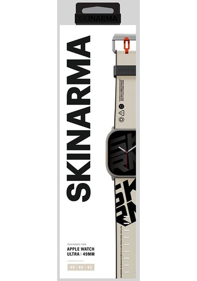 Watch Ultra Uyumlu Deri Kordon 49mm Skinarma Spunk Serisi Pu Strap Kayış Krem