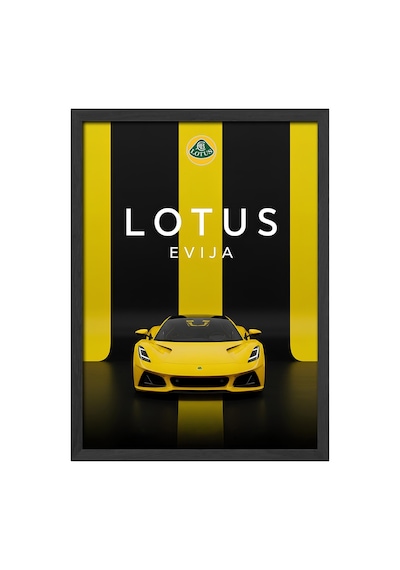 Lotus Evija Siyah Ahşap Çerçeveli Poster, Dekoratif Araba Duvar Tablosu