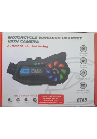 Junglee BT68 Kask Kulaklık Ses Kontrolü 1080p Video Kayıt Kameralı Intercom Motosiklet Bluetooth
