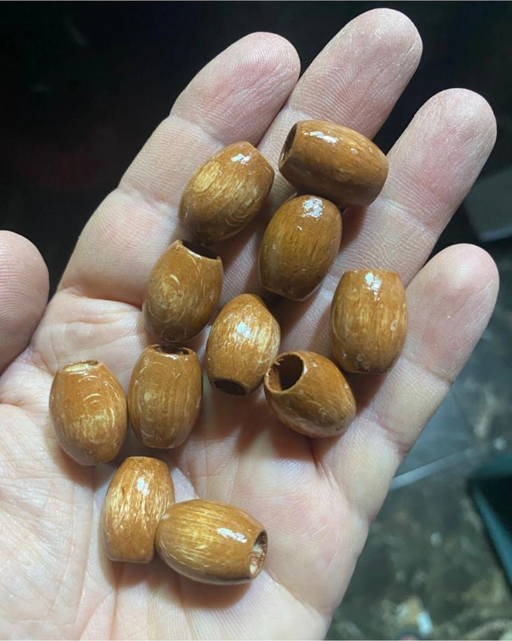 20 Mm Oval Meşe Rengi Ahşap Boncuk - 20 Adet