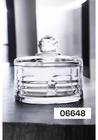 Deconox Lüx Kristal Kapaklı Cam Şekerlik & Cam Lokumluk, Kesme Cam Lüx Şekerlik 10cm 10.5cm - 4 Model 06648 Genel