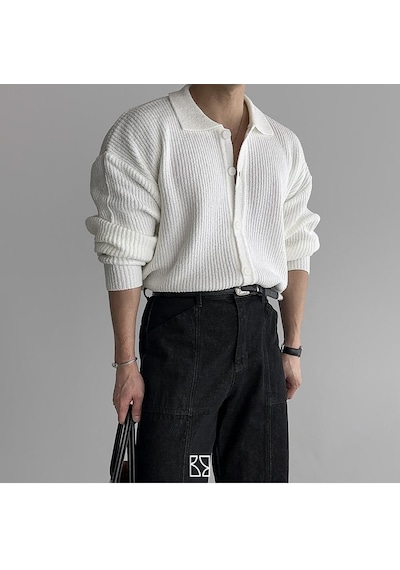 Tarz Cool Beyaz Düğme Detaylı Regular Fit Hırka Beyaz