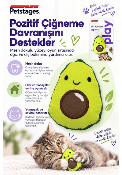 Petstages Lil' Avocato Catnipli Diş Sağlığı Destekleyici Kedi Çiğneme Oyuncağı