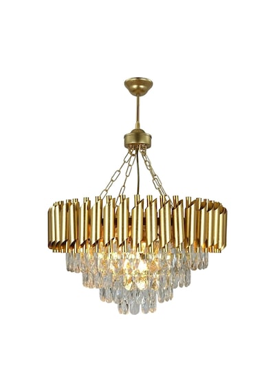 Zamira Varaklı Gold 55 Lik Kristal Taşlı Lüks Avize - Yatak Odası - Salon - Mutfak - Hol Altın