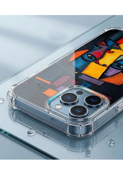 Printify Infinix Note 50 Pro İle Uyumlu Şeffaf Silikon Kılıf Uv Baskılı Esnek Tpu Kapak Totem Face No2