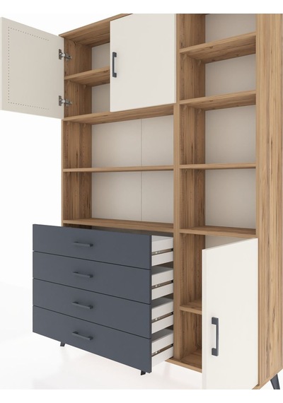 Arges Dolap 9 Raflı 4 Çekmeceli 3 Kapaklı 132x30x195 Çam-aytaşı/antrasit Aytası/antrasıt Arges Dolap 9 Raflı 4 Çekmeceli 3 Kapaklı 132x30x195 Çam-aytaşı/antrasit Aytası/antrasıt