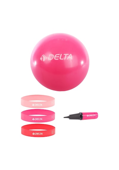 Delta- 85 cm Pilates Topu 3'lü Squat Bandı Egzersiz Direnç Lastiği Pilates Topu Pompası 5'li Set