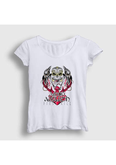 Presmono Kadın Ravens Amon Amarth T-shirt Beyaz
