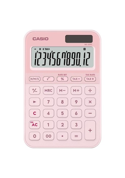 Casio Ms-20yc-lp 12 Hane Açık Pembe Masa Üstü Hesap Makinesi Beyaz