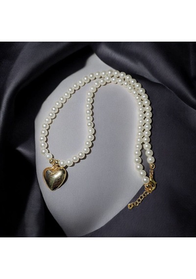 İnci Detaylı Kalp Uçlu Kolye Altın Renk Kalpli Kadın Choker Tak Gold İnci Detaylı Kalp Uçlu Kolye Altın Renk Kalpli Kadın Choker Tak Gold