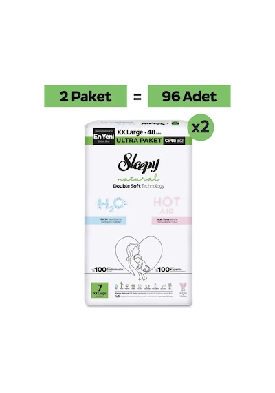 Sleepy Natural Double Soft Ultra Fırsat Paketi Bebek Bezi 7 Numara Xxlarge 96 Adet