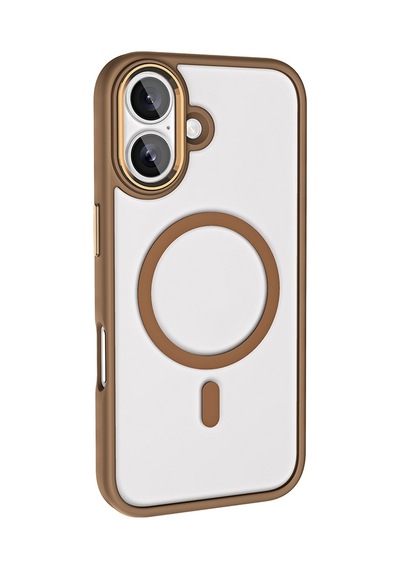 Nourthkiingdom Apple Uyumlu iPhone 16 Plus Kılıf Wireless Şarj Özellikli Nrtk Krom Magsafe Silikon Kapak - Rose Brown Rose Brown