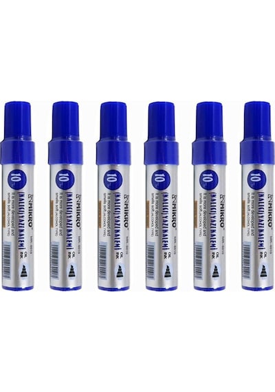 Mavi Permanent Markör Marker Kesik Uçlu Koli Kalemi Mavi 10 mm Mr-6010 6 Adet