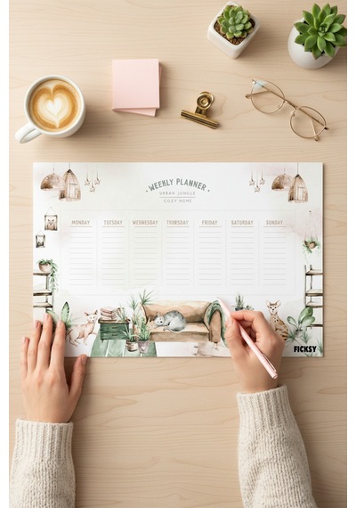 Haftalık Planlayıcı - A4 Ebat - Sevimli Kedi - 30 Yaprak - Weekly Planner Diğer