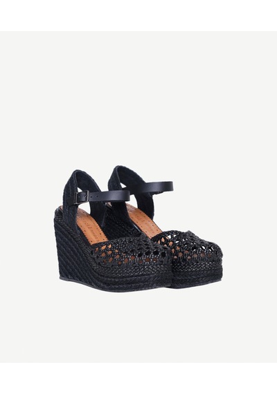 Yargıcı Deri Örgü Dolgu Tabanlı Espadril 26ykay4019x 001 Siyah