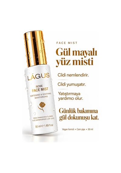 Lágus Gül Mayalı Nemlendirici ve Canlandırıcı Bakım Yüz Spreyi 50 ML