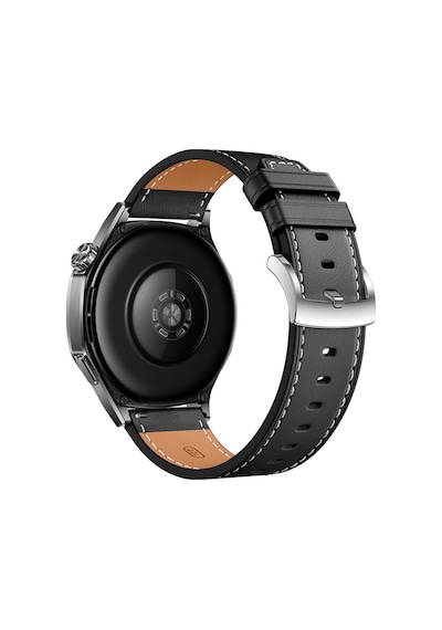 Sneezy Huawei Watch Gt6 Pro 46mm İle Uyumlu Dikiş Desenli Deri Metal Tokalı Akıllı Saat Kordonu