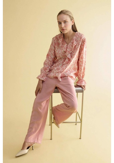 Defacto Desenli Uzun Kollu Bluz G8784ax26smpn111 Pembe-pn111