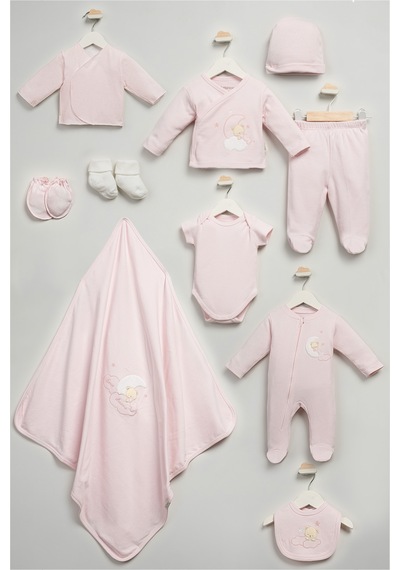 Bebitof Sweet Dreams Desenli 10 Parça Kutulu Yenidoğan Hastane Çıkışı Zıbın Seti Pembe