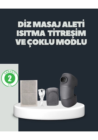 Isıtmalı Titreşimli Diz Masaj Cihazı 3d Rezonans Teknolojili Siyah