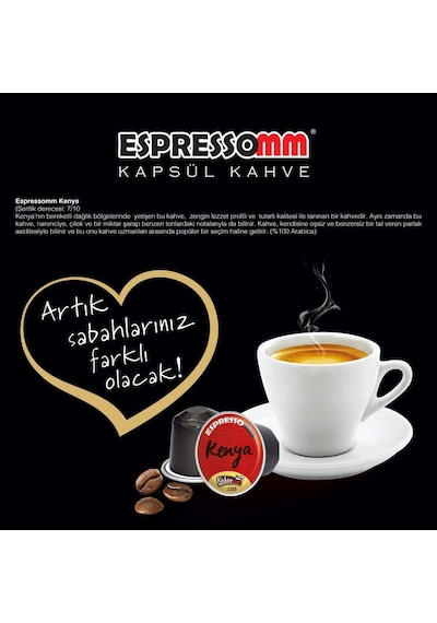 Espressomm® Single Origin Kenya Alüminyum Kapsül Kahve 50 Adet