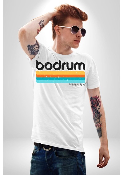 Bodrum Türkiye Unisex Unisex Beyaz Organik Baskılı T-shirt Penye Yüksek Kalite Beyaz