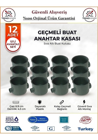Trendhomm Anahtar Kasası - Geçmeli Sıva Altı - 12 Adet