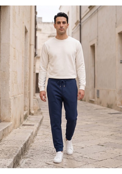 Maccali Erkek İndigo Double Face Jogger Eşofman Altı