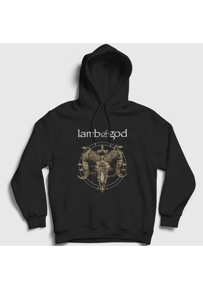 Presmono Unisex Horns Lamb Of God Kapüşonlu Sweatshirt Siyah
