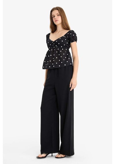 Defacto Wide Leg Cepli Yüksek Bel Standart Boy Keten Karışımlı Pantolon F5024ax25aubk27 Siyah