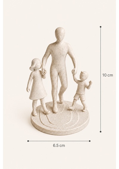 Babalar Günü Hediyesi Baba Çocuk Figürlü Dekoratif Obje Aile Biblosu Pla 12x9 Cm