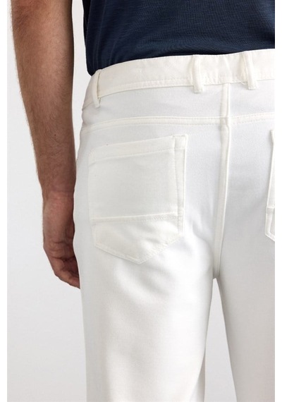 Süvari Beyaz Slim Karışık Desen Armürlü Normal Bel Casual Pantolon Spn2020500002-bey