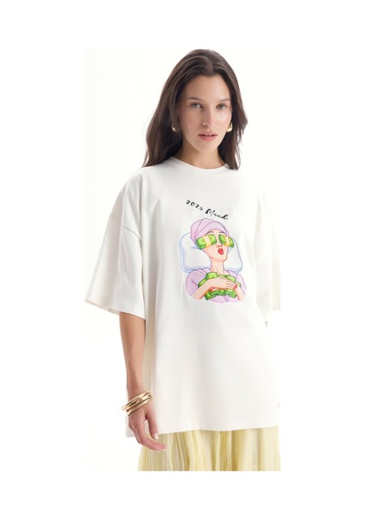 Mai Studıos Mai Studios Co. Mood Oversize Beyaz T-shirt BEYAZ
