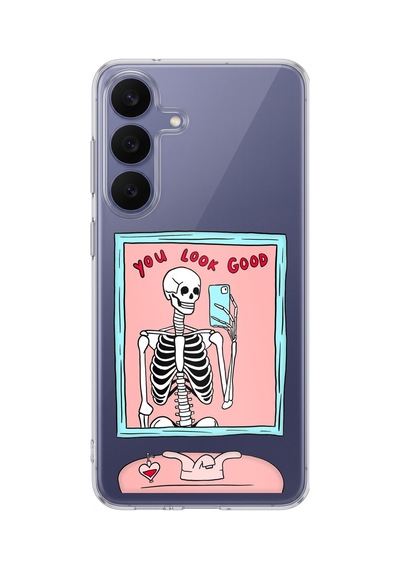 Galaxy 26 Fe Uyumlu You Look Good İskelet Tasarımlı Baskılı Silikon Kılıf
