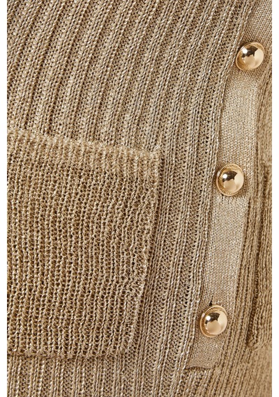 Self-portrait Self - Portrait Lurex Knit Mini Elbise, Altın Işıltılı Şık Gece Elbisesi Gold