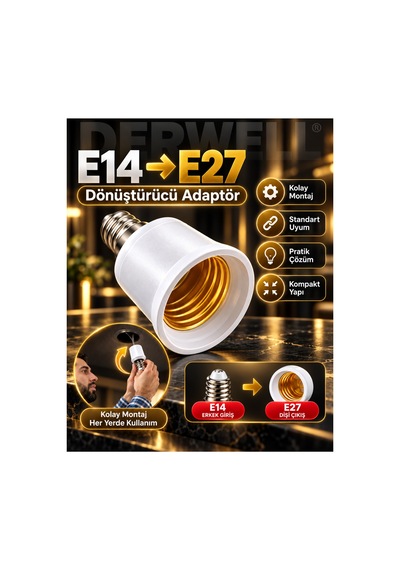 Tekli Paket E14ten E27ye Ampul Duy Çevirici Dönüştürücü Soket İnce Diş Erkek Giriş Kalın Diş Dişi Çıkış Tasarruflu Led Akıllı Ampul Pratik Avize Aparatı Sağlam Gövde Uyumlu Aydınlatma Çözümleri