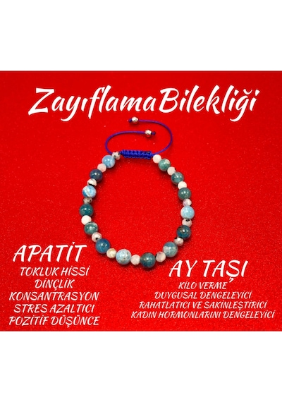 Yıldız Doğal Taş Apatit Ay Taşı Doğal Taş Makrome Bileklik Ayarlanabilir Ölçü Çok Renkli