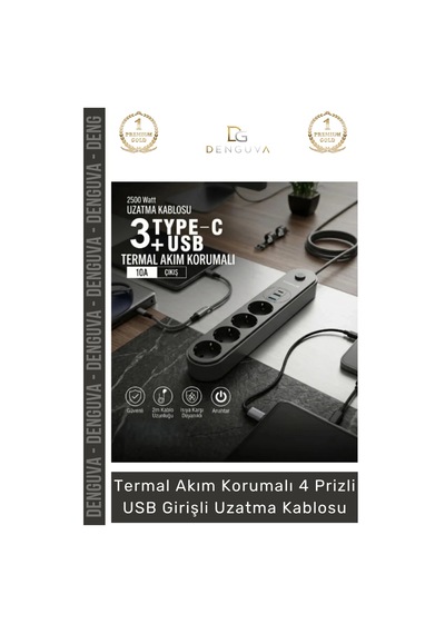 Uzatmakablo Akım Korumalı Typec Enerji İstasyonu Priz Hızlı Şarj Kablolu Usb Girişli Uzatma Kablosu Diğer