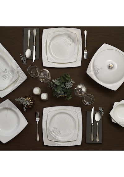 Karaca  Square Bone Together Alone 60 Parça 12 Kişilik Yemek Takımı