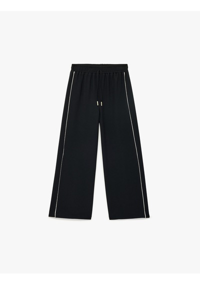 Koton Beli Bağlamalı Viskon Geniş Paça Pantolon Lacivert 6skg40094aw