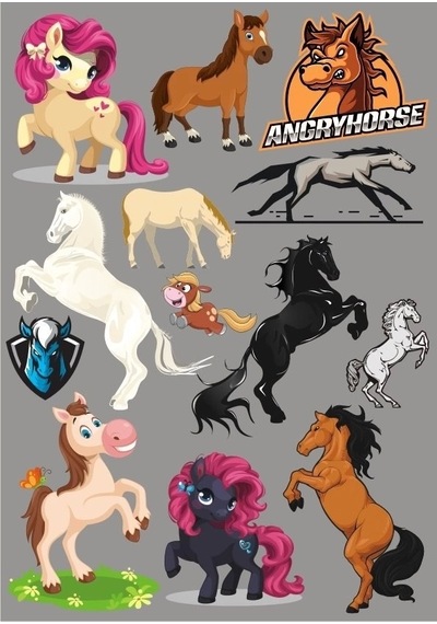 At Ve Unicorn Sticker Set 12 Parça Telefon, Tablet, Defter, Laptop Sticker