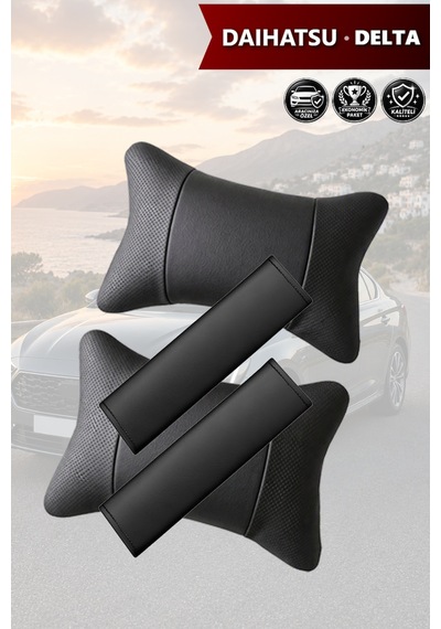 Daihatsu Delta Uyumlu Siyah Set Deri Kemer Koruyucu Deri Yastık Lüks