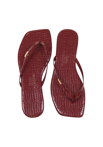Kadın Kare Burun Crocodile Bordo Metal Logolu Şık Günlük Terlik-13654 Bordo